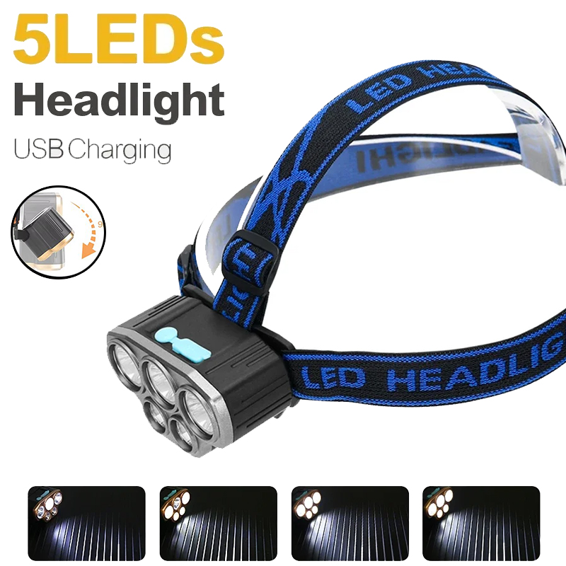 Running Headlamp - 충전식 5 LED 헤드라이트 매우 밝은