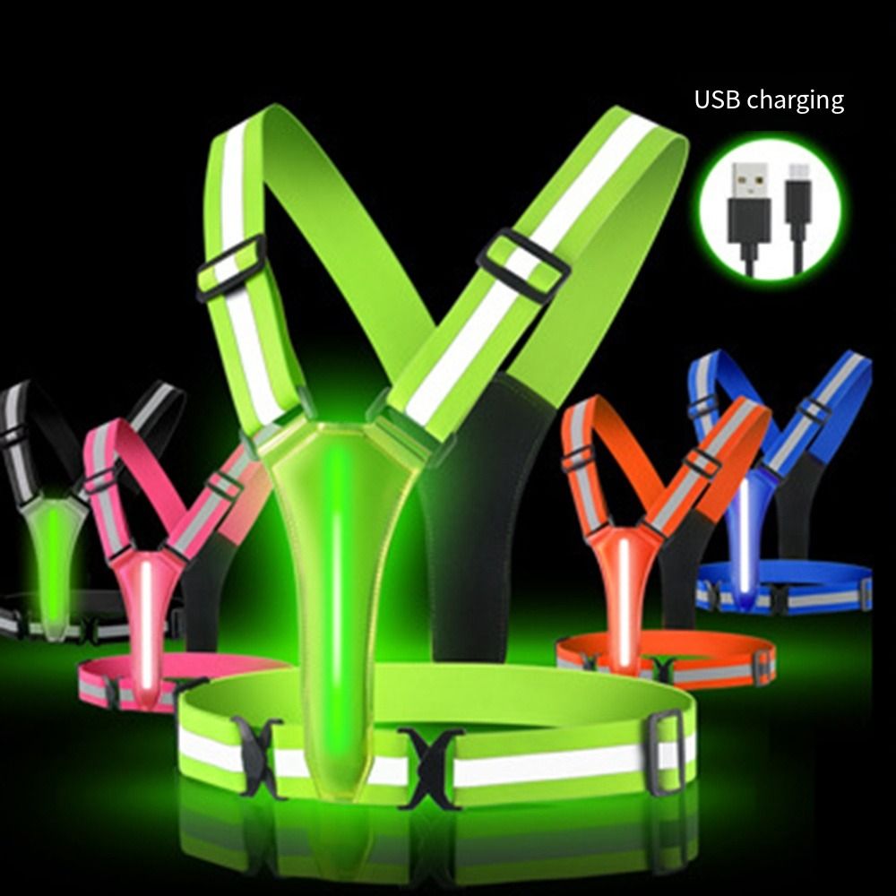 Running Visibility Gear - USB 충전식 LED 반사 조끼, 높은