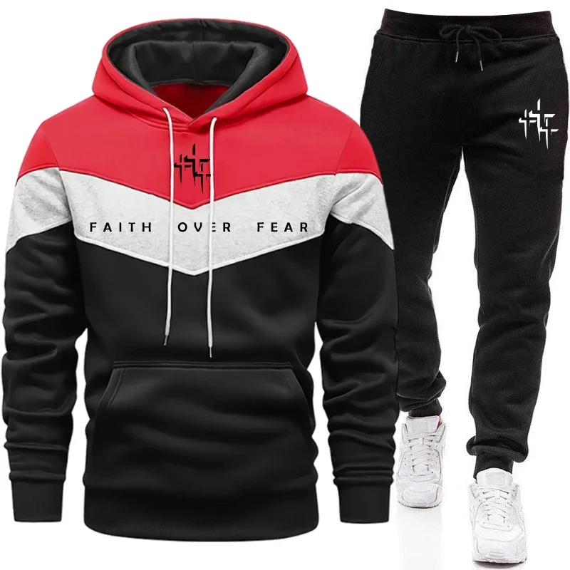 Faith Over Fear 남성용 트랙수트 후드 티셔 - Joggers Pants 리뷰 및 가격
