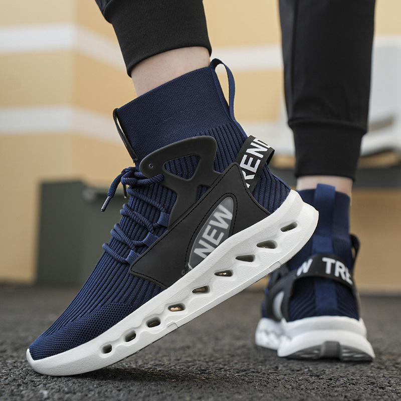 트렌디한 남성 하이탑 양말 신발 통기성 메쉬 두꺼운 밑 - Running Shoes Men 리뷰 및 가격
