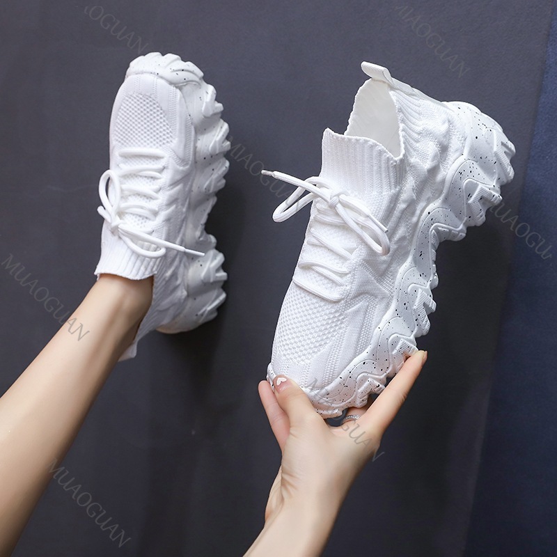 여성 청키 스니커즈 통기성 니트 두꺼운 바닥 미끄럼 방 - Running Shoes Women 리뷰 및 가격