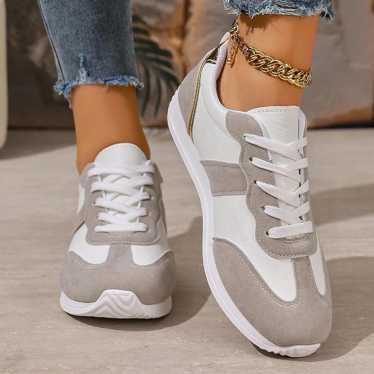 캐주얼한 스타일의 여성용 로우탑 운동화, 평평한 밑창, - Running Shoes Women 리뷰 및 가격