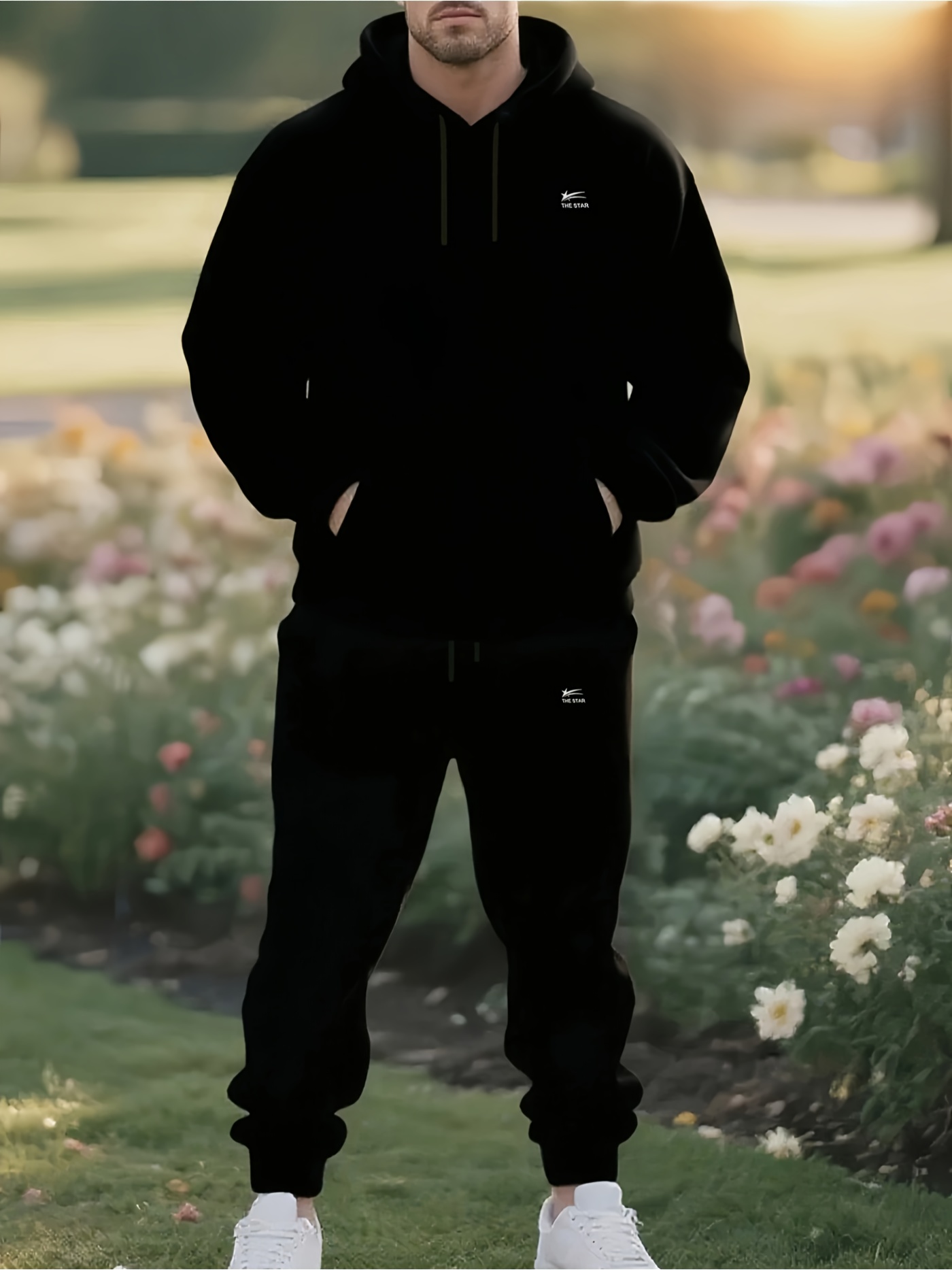 2026 남성용 2피스 트랙수트 블랙 후드 드로스트링  - Joggers Pants 리뷰 및 가격