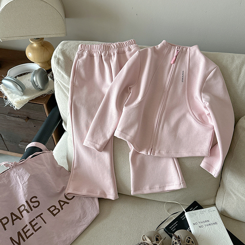 패션 아기 여자아이 2종 세트 스포츠 의류 단색 지퍼  - Running Gear Kids 리뷰 및 가격